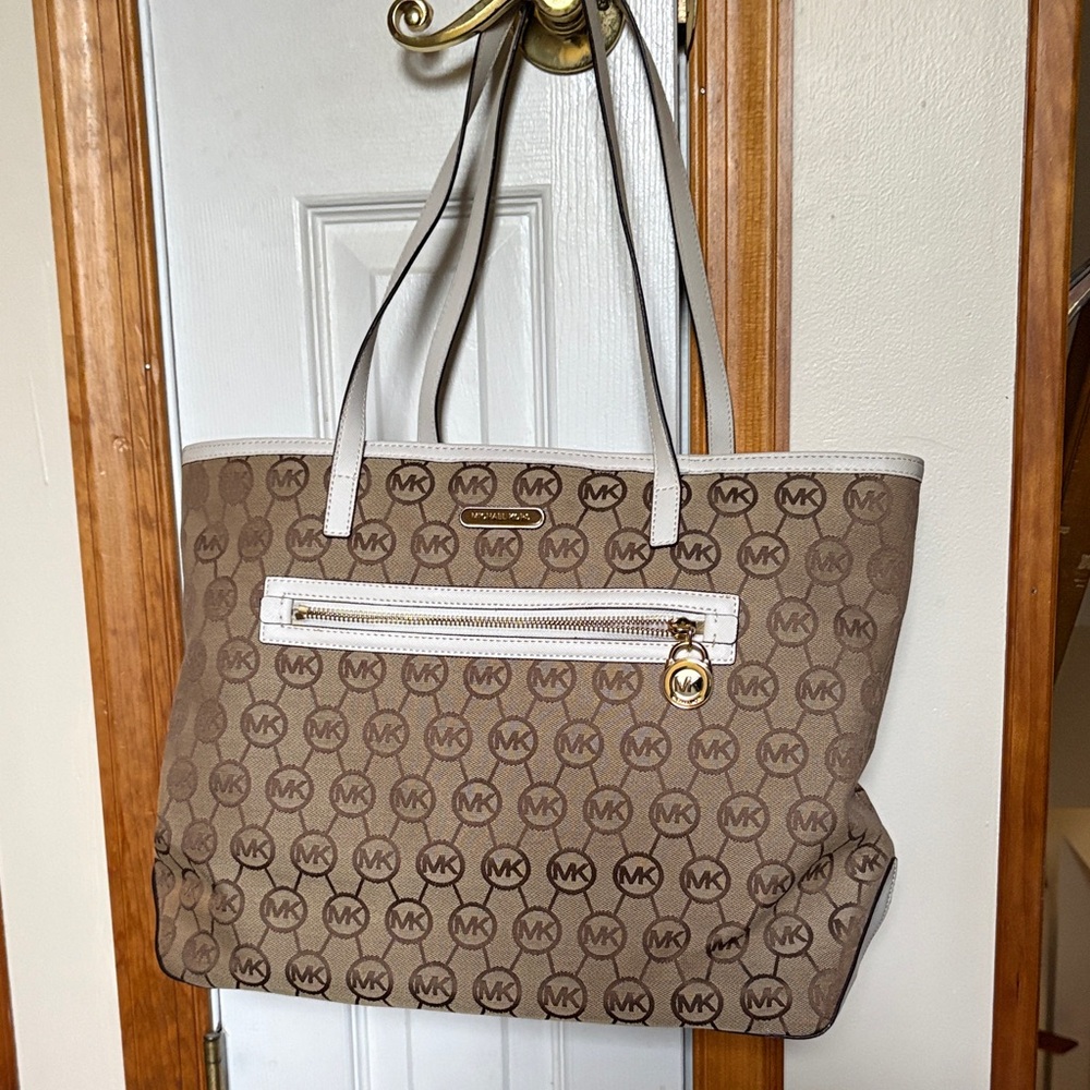 Michael Kors Tan and Cream Logo Tote